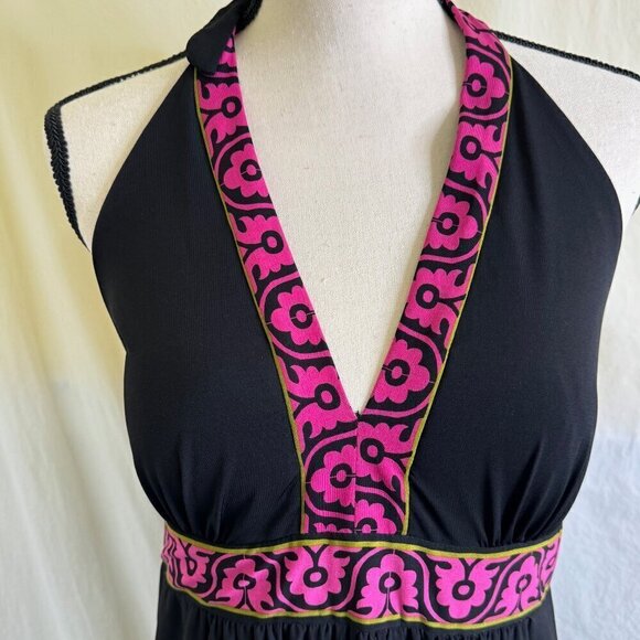 Ronni Nicole Oh So Slim Printed Black Halter Maxi Dress Size 10  * - Picture 2 of 8
